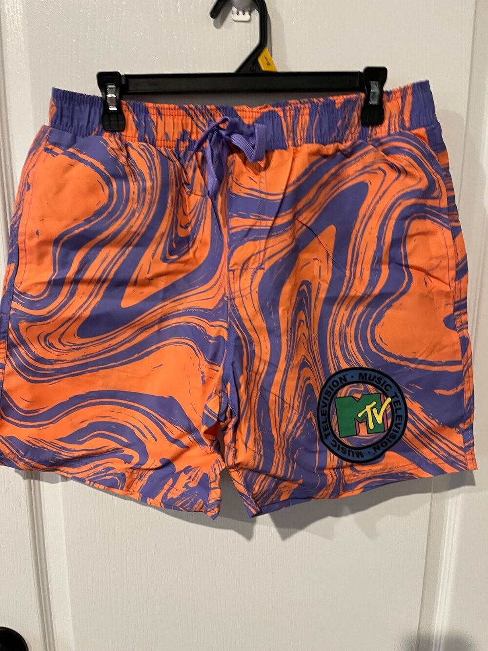 MTV Music Television Swim Trunks Orange Purple Size L NWT